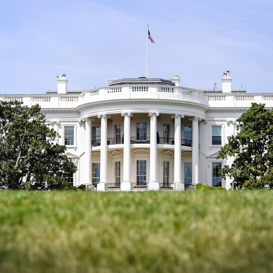 Taken on the lawn of the White House from a low angle